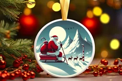 Round Christmas Ornament Sublimation|Clipart Product Image 1