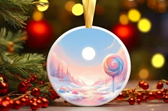 Winter Candy Round Ornament Sublimation PNG Product Image 3