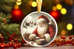 Round Christmas Ornament Sublimation|Clipart Product Image 1