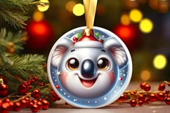 Koala Smiling Round Ornament Sublimation PNG Product Image 3