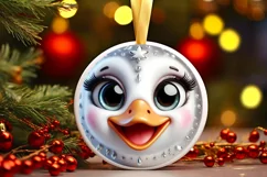 Swan Smiling Round Ornament Sublimation PNG Product Image 3