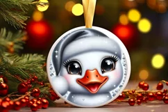 Swan Smiling Round Ornament Sublimation PNG Product Image 1