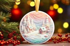Winter Candy Round Ornament Sublimation PNG Product Image 3