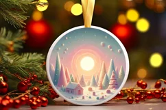Winter Candy Round Ornament Sublimation PNG Product Image 3