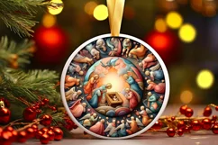 Round Christmas Ornament Sublimation|Clipart Product Image 1