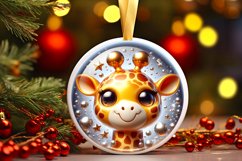Giraffe Smiling Round Ornament Sublimation PNG Product Image 3