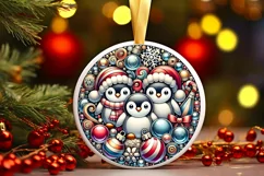 Round Christmas Ornament Sublimation|Clipart Product Image 2