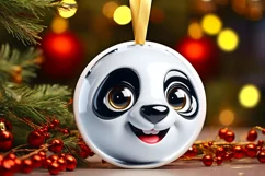 Shiny Christmas Face Round Panda Sublimation PNG Product Image 3