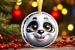 Panda Smiling Round Ornament Sublimation PNG Product Image 3