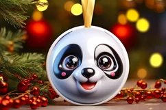 Panda Smiling Round Ornament Sublimation PNG Product Image 1