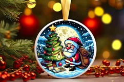 Round Christmas Ornament Sublimation|Clipart Product Image 1