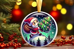 Round Christmas Ornament Sublimation|Clipart Product Image 1