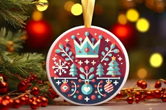 Round Christmas Ornament Sublimation|Clipart Product Image 2