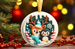 Round Christmas Ornament Sublimation|Clipart Product Image 2