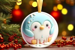 Christmas Penguin Christmas Ornament Sublimation PNG Product Image 1