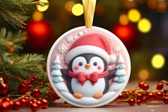 Christmas Penguin Christmas Ornament Sublimation PNG Product Image 1