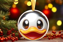 Duck Smiling Round Ornament Sublimation PNG Product Image 3