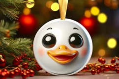 Duck Smiling Round Ornament Sublimation PNG Product Image 3