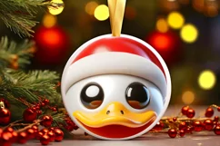 Duck Smiling Round Ornament Sublimation PNG Product Image 3