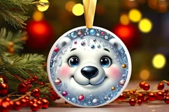 Polar Bear Smiling Round Ornament Sublimation PNG Product Image 3