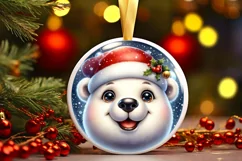Polar Bear Smiling Round Ornament Sublimation PNG Product Image 3