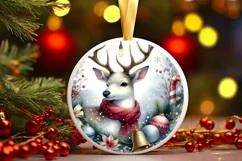 Rein Deer Christmas Ornament Sublimation PNG Product Image 3
