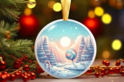 Winter Candy Round Ornament Sublimation PNG Product Image 3