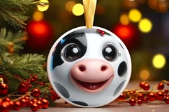 Cow Smiling Round Ornament Sublimation PNG Product Image 3