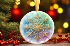 Snow Flake Christmas Round Cute Ornament Sublimation Product Image 2