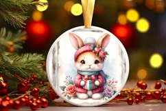 Baby Rabbit Christmas Ornament Sublimation PNG Product Image 3