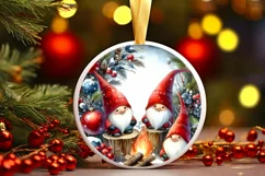 Winter Gnomes Round Christmas Ornament Sublimation PNG Product Image 1