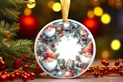 Winter Gnomes Round Christmas Ornament Sublimation PNG Product Image 1