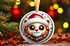 Lion Smiling Round Ornament Sublimation PNG Product Image 3