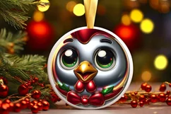 Chicken Smiling Round Ornament Sublimation PNG Product Image 3