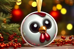 Chicken Smiling Round Ornament Sublimation PNG Product Image 1
