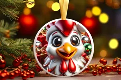 Chicken Smiling Round Ornament Sublimation PNG Product Image 1