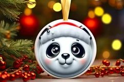 Panda Smiling Round Ornament Sublimation PNG Product Image 3