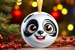 Panda Smiling Round Ornament Sublimation PNG Product Image 3