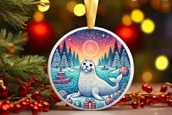 Round Christmas Ornament Sublimation|Clipart Product Image 2