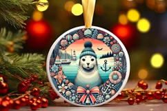 Round Christmas Ornament Sublimation|Clipart Product Image 2