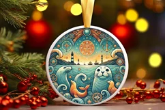 Round Christmas Ornament Sublimation|Clipart Product Image 2