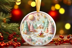 Colorful Pastel Round Scene with Santa 3D Material JPEG Product Image 1
