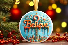 Believe Christmas Round Cute Ornament Sublimation Product Image 2