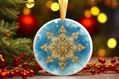 Snow Flake Christmas Round Cute Ornament Sublimation Product Image 2