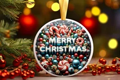 Merry Christmas Round Cute Ornament Sublimation Product Image 2