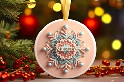 Snow Flake Christmas Round Cute Ornament Sublimation Product Image 2