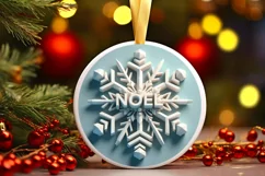 Snow Flake Christmas Round Cute Ornament Sublimation Product Image 2
