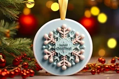 Snow Flake Christmas Round Cute Ornament Sublimation Product Image 2
