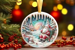 Christmas Round Cute Santa Ornament Sublimation Product Image 1