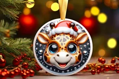 Giraffe Smiling Round Ornament Sublimation PNG Product Image 3